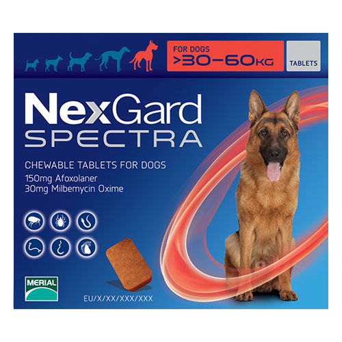 Nexgard Spectra Tab Xlarge Dog 66 132 Lbs Red 3 Pack