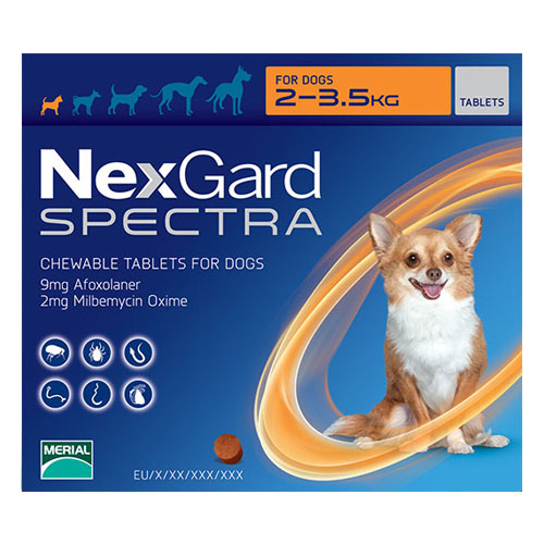 Nexgard Spectra Tab XSmall Dog 4.4-7.7 lbs Orange
