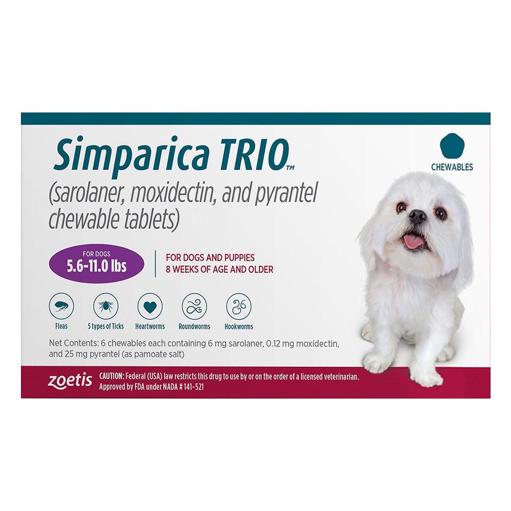 Buy Simparica Trio For Dogs 5.6 11 Lbs Purple Online At Lowest Price