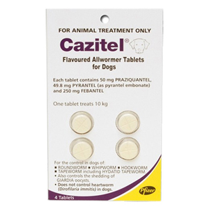 Cazitel Flavoured Allwormer For Small Dogs 22 lbs 2 Tablet