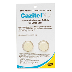 Cazitel Flavoured Allwormer For Large Dogs 77 lbs 4 Tablet