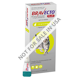 Bravecto Plus For Small Cats 112 Mg (2.6 To 6.2 Lbs) Green 1 Doses