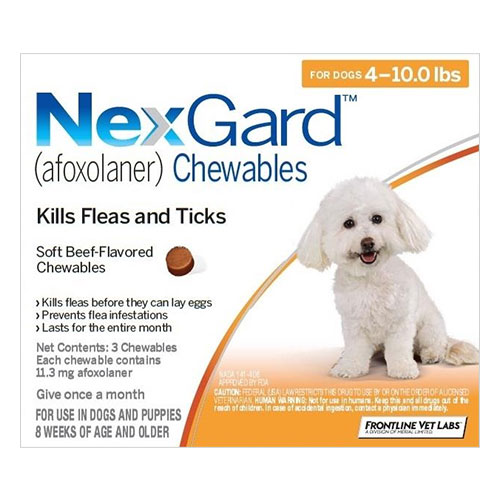 Nexgard Chewables For Small Dogs 4-10lbs (Orange) 11mg 12 Chews