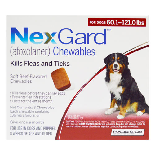 Nexgard Chewables For Extra Large Dogs 60.1-120 Lbs (Red) 136mg 6 Chews