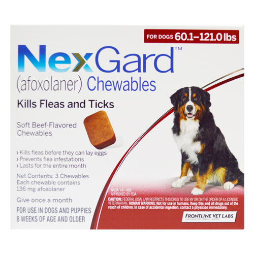 Nexgard Chewables For Extra Large Dogs 60.1-120 Lbs (Red) 136mg 12 Chews