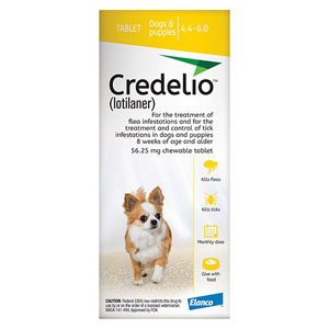 Credelio For Dogs 04 To 06 Lbs (56.25 Mg) Yellow 12 Doses