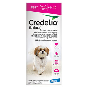 Credelio For Dogs 06 To 12 Lbs (112.5mg) Pink 12 Doses