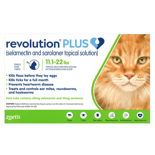 Revolution Plus For Large Cats 11-24lbs (5-10kg) Green 12 Pack