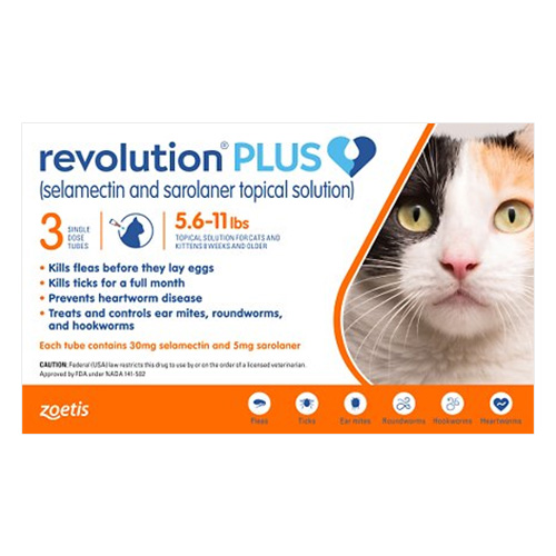 Revolution Plus For Medium Cats 5.5-11lbs (2.5-5kg) Orange 3 Pack