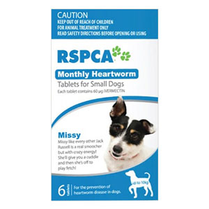 Rspca Monthly Heartworm Tablets Small Dog Under 22lb (Blue, 0-10kg) 12 Tablet