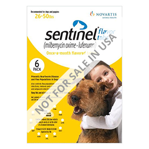 Sentinel For Dogs 26-50 Lbs (Yellow) 12 Chews
