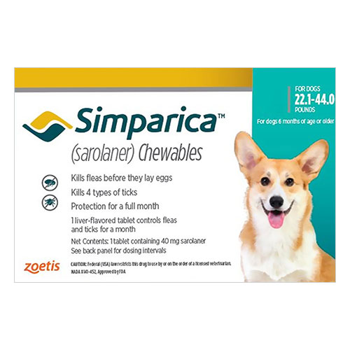 Simparica Chewables For Dogs 22.1-44 Lbs (Blue) 3 Pack