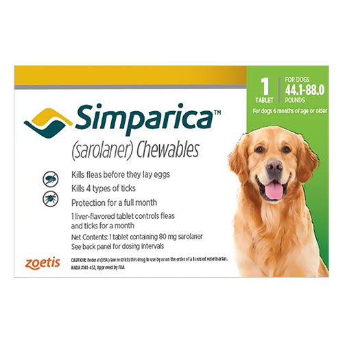 Simparica Chewables For Dogs 44.1-88 Lbs (Green) 3 Pack