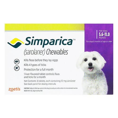 Simparica Chewables For Dogs 5.6-11 Lbs (Purple) 3 Pack