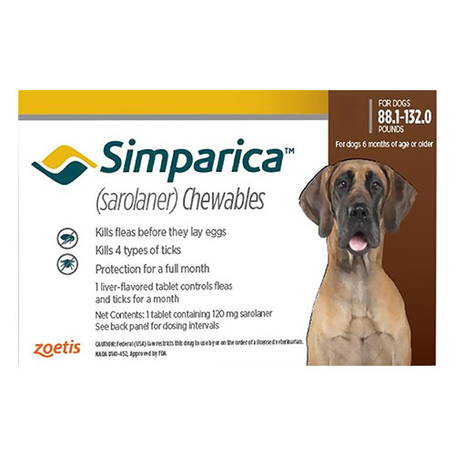 Simparica Chewables For Dogs Above 88 Lbs (Red) 3 Pack