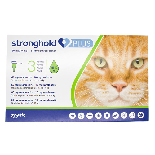 Stronghold Plus For Large Cats 11-24lbs (2.5-5kg) Green 12 Pack