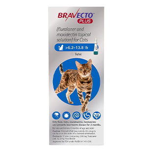 Bravecto Plus For
							   Medium Cats (Blue)>6.2 -13.8 lbs
							   